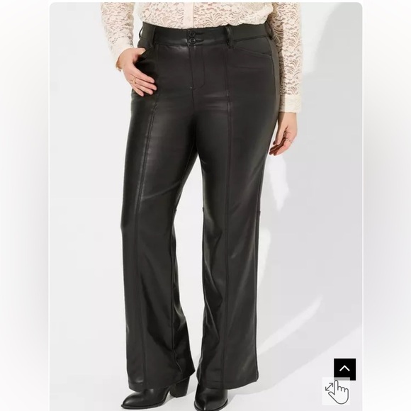 Torrid Pintuck Trouser Boot Faux Leather High Rise Pant 22 black - Picture 5 of 11